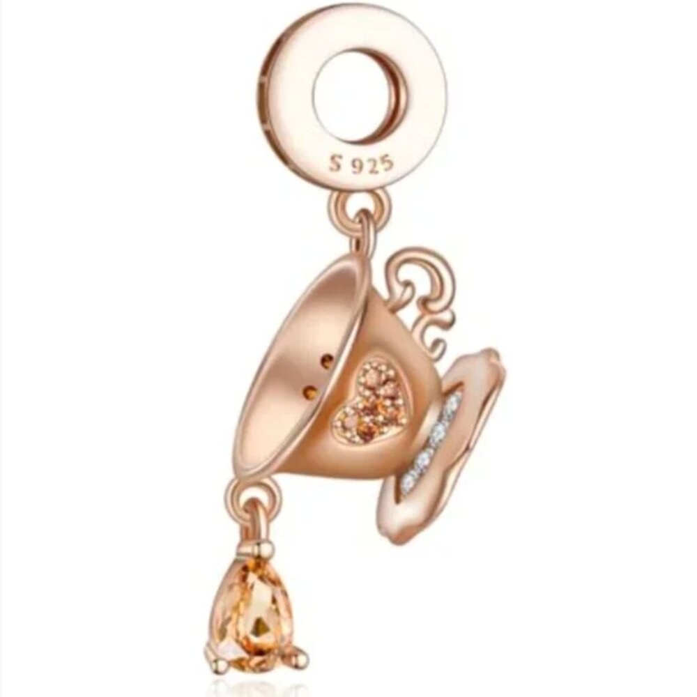 Golden Cup of Tea / Coffee 925S Charm Compatible with Pandora Bracelet